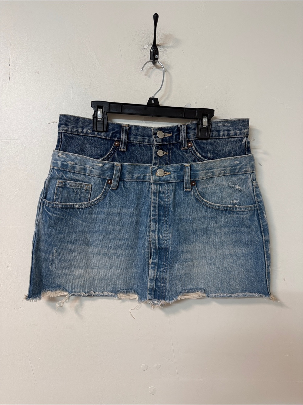 Zara Two-Tone Blue Denim Mini Skirt